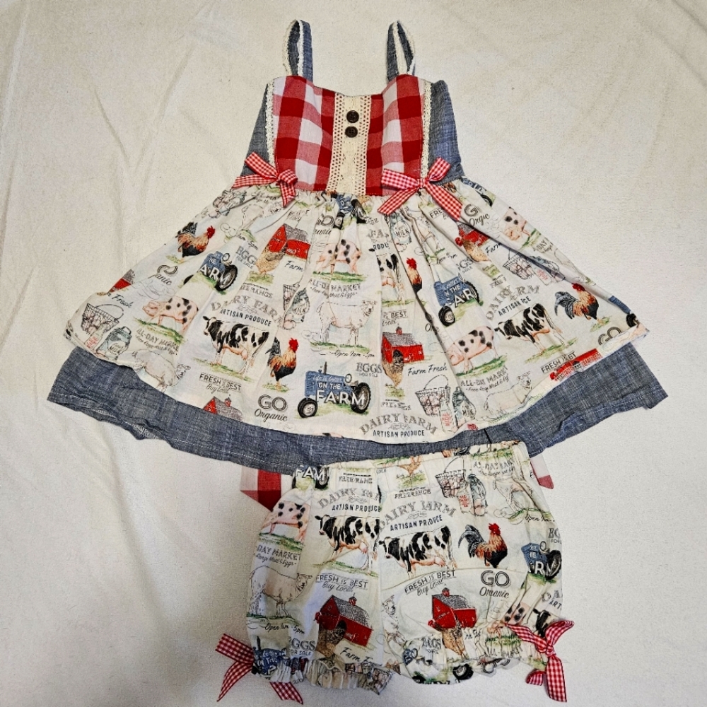 Farm Print Dress and Bloomers Set